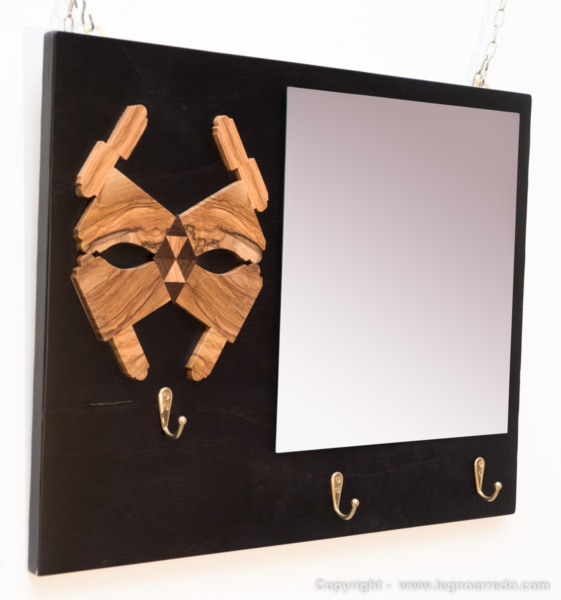Appendiabiti da parete con specchio - OD02 - 40 cm X 51,5 cm